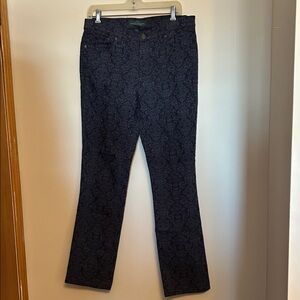 LRL Lauren Jeans Co navy patterned pants pockets & front zip very good condition